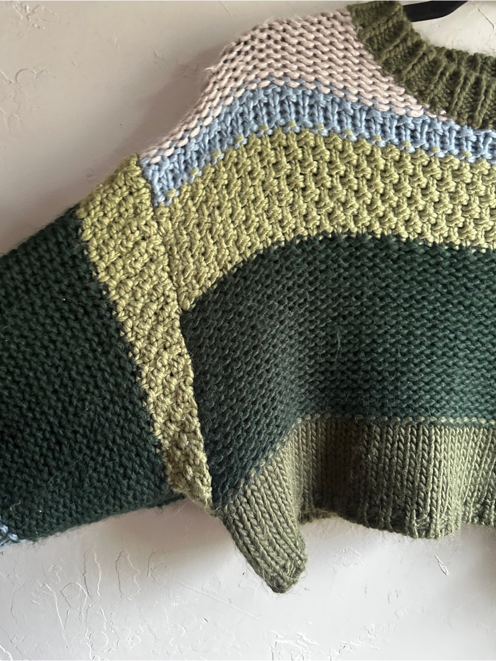 Lelis Cropped Chunky Knit Sweater Colorblock Cottagecore Grunge Cozy Lounge XS - Picture 3 of 11